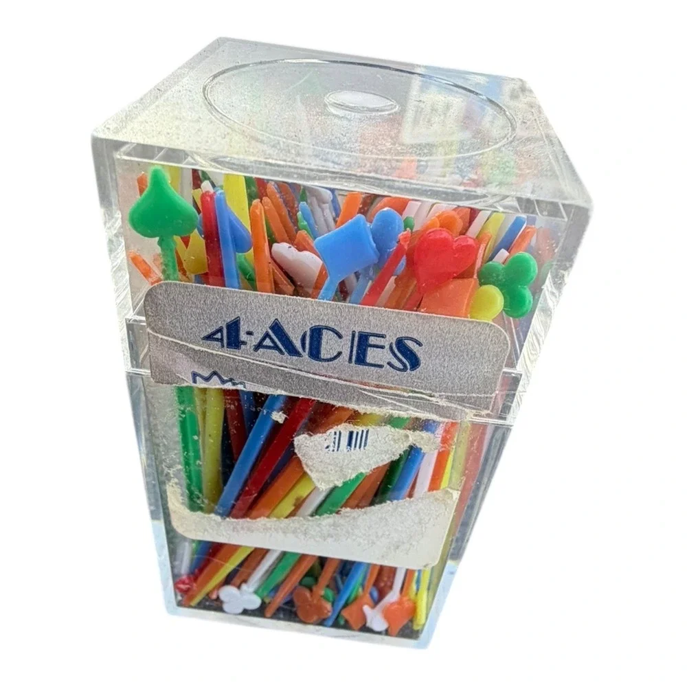 Vintage Soodhalter Plastics 4-Aces Cocktail Picks Plastic Hors D'Oeuvres‎ Multi